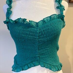 Sage the Label Teal Ruffled Crop Tank Size Small New with Tags